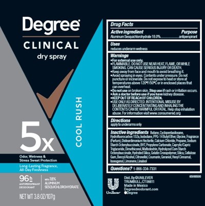 Label (Degree Clinical Dry Spray Cool Rush 96h Antiperspirant Deodorant   Artwork)